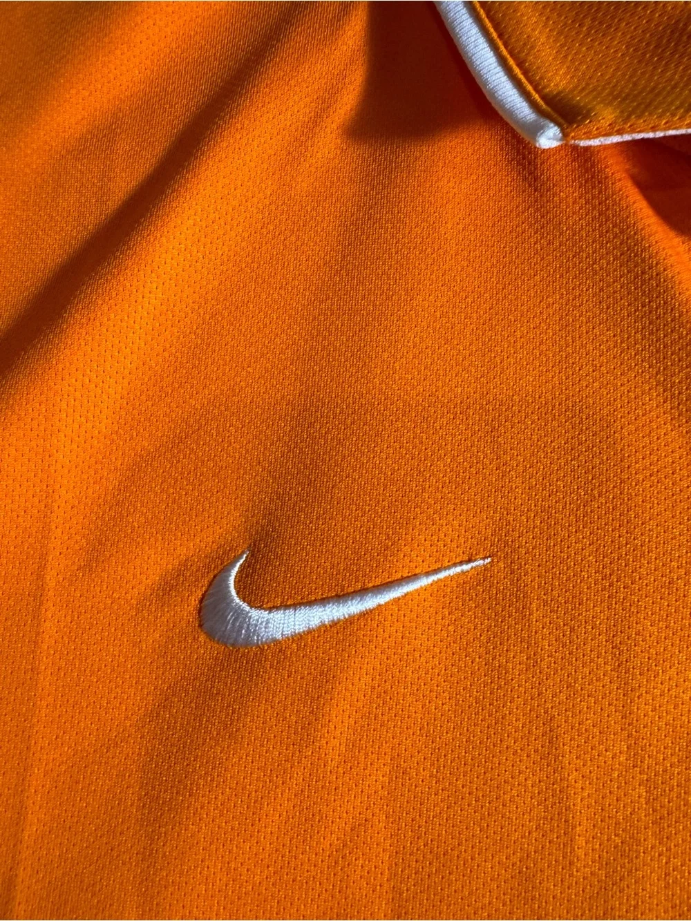 Nike Men's Bright Orange Polo with White Trim and Sleeve Logo Size Medium